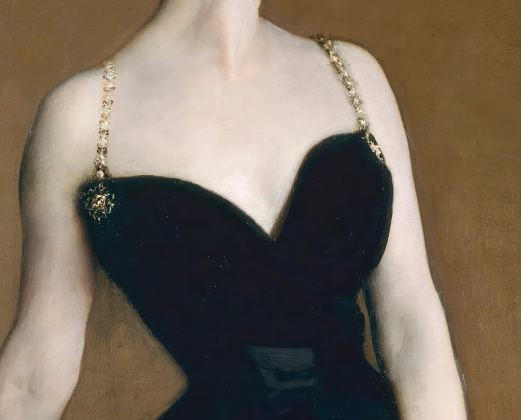 Jeweled straps and neckline in Portrait of Madame X